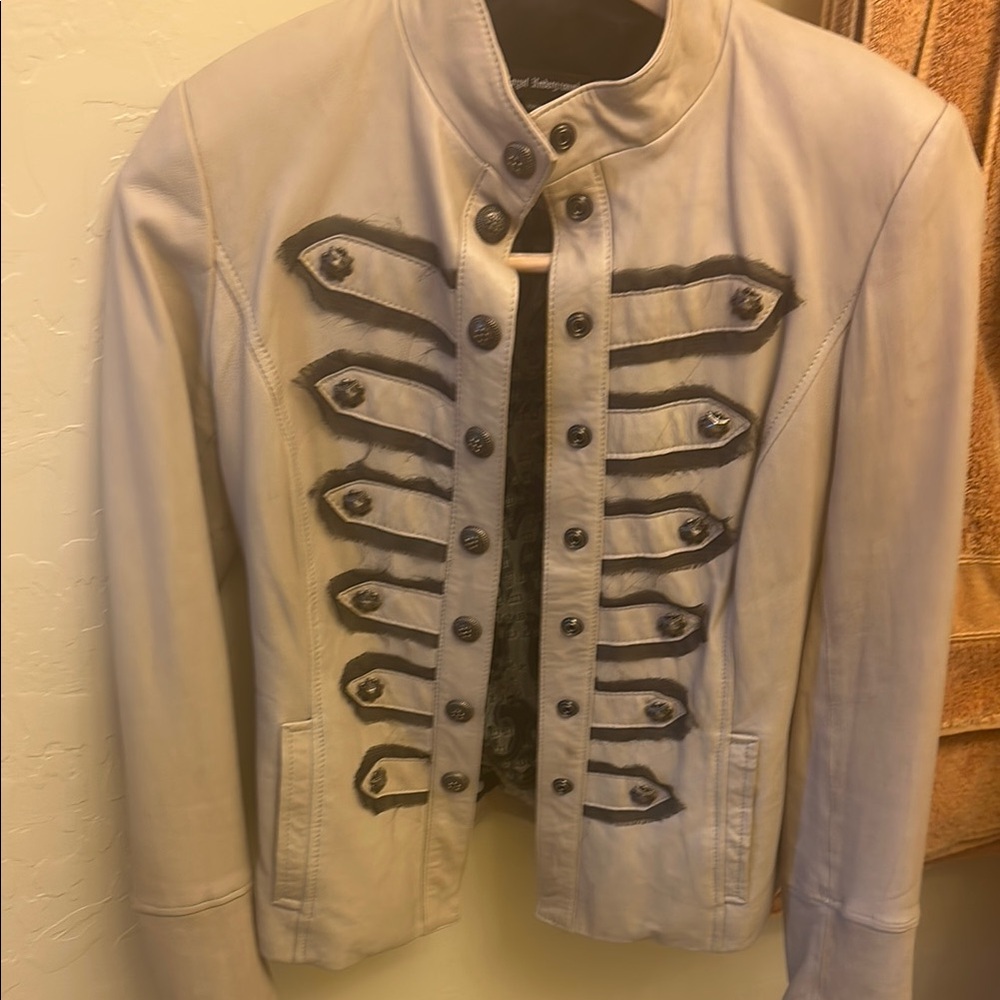 Royal Underground Cream and Black Leather Jacket